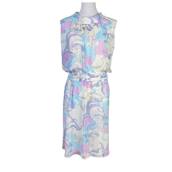 ModCloth Windy City Pastel Purple Blue Floral Swirl Sleeveless Summer Dress - Picture 3 of 13